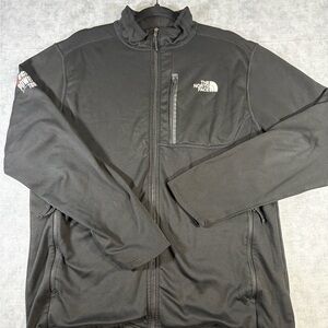 The North Face Mens L Black Softshell Zip Jacket Echo Power Logo Pockets